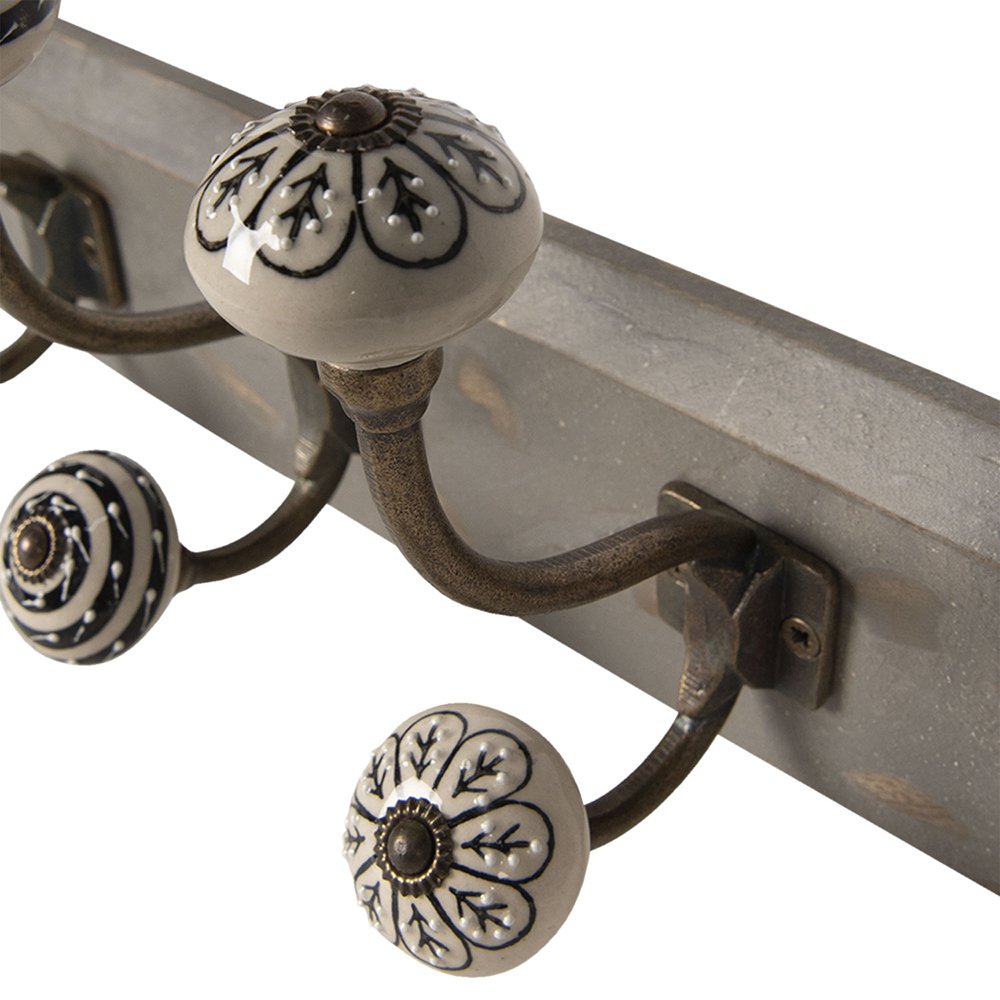 Wandkapstok 4 Haken 45x10x18 cm Wit Hout