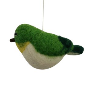 Luna-Leena bird hanging - green - wool felt - handmade in Nepal