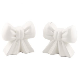 Salz- und Pfefferstreuer aus Steingut, Schleifen, beige