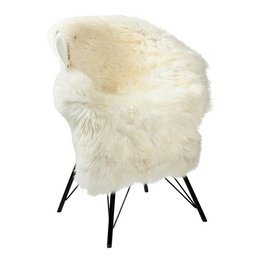 Large, plush, white sheepskin throw blanket measuring 110-130cm in size.