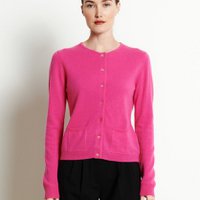 LILLY 4 Indian pink fitted cashmere round neck cardigan
