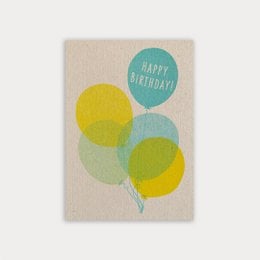  Colorful birthday card with balloons and the text "Happy Birthday!" printed in a risography style.