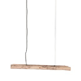  Wooden pendant light with natural wood finish.