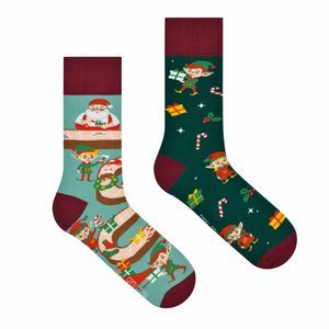 Christmas elves socks | Xmas socks | Santa's present favtory - casual mismatched socks