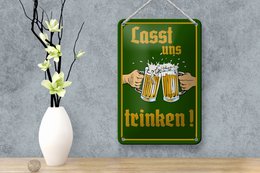 Tin sign alcohol 12x18cm beer let's drink glasses decoration