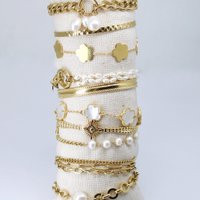 Best seller kit of 10 gold and white steel bracelets Christmas