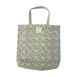 "Floral printed cotton tote bag N°121 - A stylish and versatile shopping bag featuring a vibrant floral print in shades of blue, green, and pink. The cotton material is durable and easy to clean."
The image shows a floral printed cotton tote bag. The bag has a vibrant floral pattern in shades of blue, green, and pink. The pattern features various flowers and leaves, creating a visually appealing and stylish design. The bag appears to be made of a durable cotton material, making it suitable for everyday use as a shopping bag.