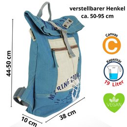 Sunsa-rugzak. Veganistische rugzak gemaakt van canvas. Geweldige vrijetijdsstadsrugzak. Dagrugzak voor dames. A4 geschikt.