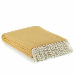  Soft, cozy throw blanket in a warm yellow color with fringed edges. Made of high-quality materials for a luxurious feel. Suitable for use on the couch, bed, or as a decorative accent piece.