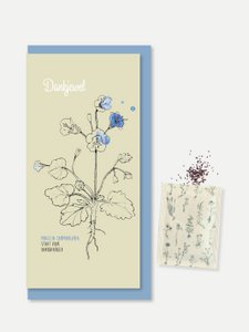 Wenskaart met zaden 'Dankjewel'