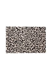 Rectangular bath mat with a leopard print pattern in neutral tones, suitable for a modern bathroom.
