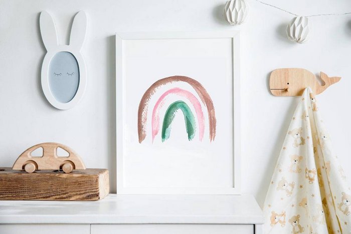 Regenboog Kinderkamer Poster Bruin Roze Groen