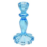 Tall glass candle holder - Blue