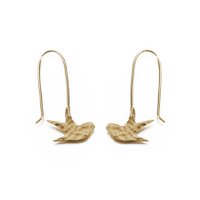 Hammered Brass Swallow Earrings