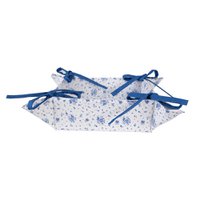 Bread basket 35x35x8 cm White Blue Cotton Roses