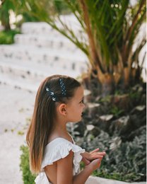 Barrettes bleu foncé bloom + pois