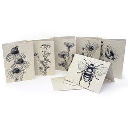 Grass paper mini card, poppies
