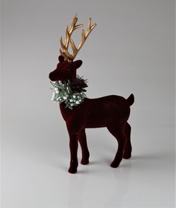 Deer bordeaux with bowl flock 28cm VE:12