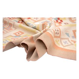 Vintage handgeweven champagne kelim vloerkleed