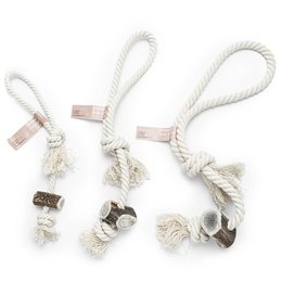 Durable cotton rope dog chew toy in various sizes for long-lasting play and chewing.