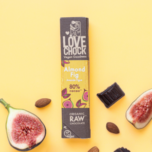 80% chocolate with almond and fig - Organic, raw, plant-based and sustainable