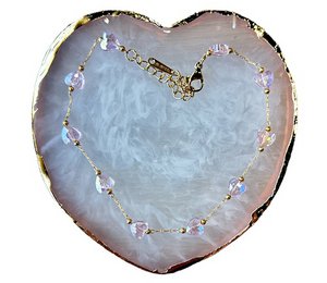 Anklet/bracelet with pink hearts