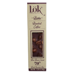  Dark chocolate bar 70% cacao with roasted coffee beans, premium artisan chocolate with visible coffee pieces