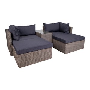 Rossi Lounge Set - Lounge Set aus Polyrattan, kubugrau