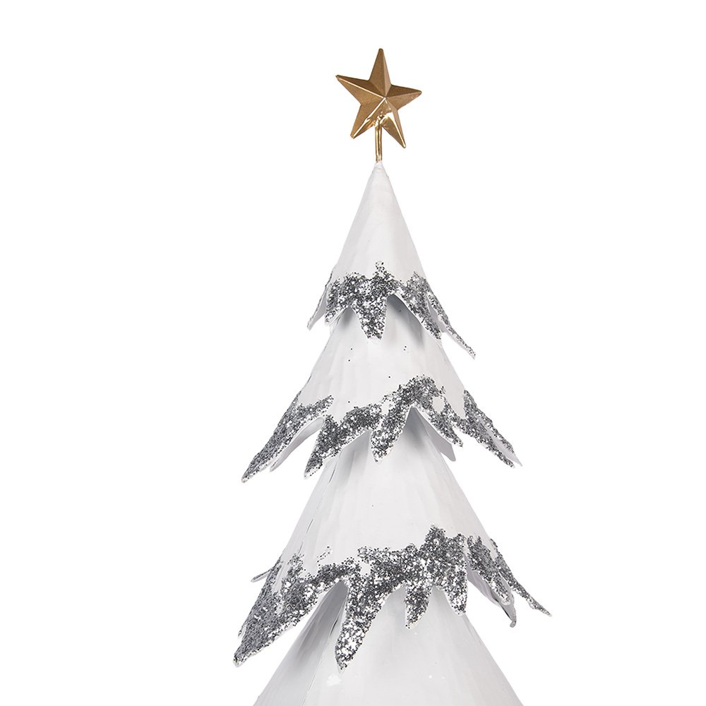 Kerstdecoratie Beeld Kerstboom 34x26x67 cm Wit Metaal