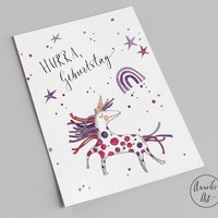 birthday card | Hooray Birthday Unicorn Postcard| DIN A6
