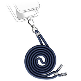 Navy blue spiral phone cord with metal clasp