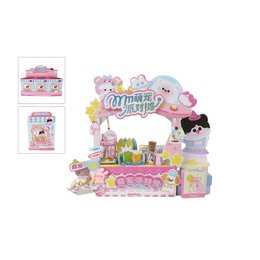  Kawaii cute animal party craft stall playset with colorful pastel pink purple figures and accessories