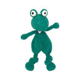 Handmade plush frog toy, teal green velvet material, soft cuddly texture, animal shape with big eyes