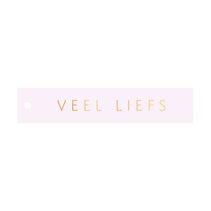 Cadeaulabel Veel liefs - rechthoek (met goudfolie)