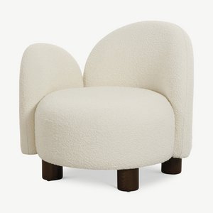 Kaila loungestoel, wit bouclé, rechts gericht