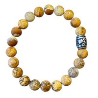 Damenarmband gelber Jaspis 8 mm mit Basisperle