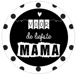 Button spiegel 56mm met tekst ''Voor de liefste mama''.