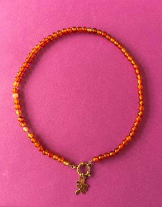 Carnelian agate & leafs necklace