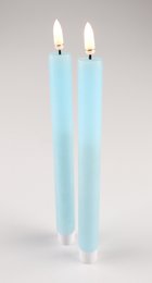  Set of 2 turquoise LED stick candles, each measuring 24cm in height. Ideal for Christmas lighting and decor.