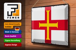 Blechschild Flagge Guernsey 40x30cm Retro Flag of Guernsey