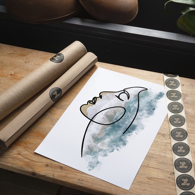 Face And Wave Beach Print