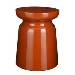 Cement side table in a vibrant orange color, measuring 45 cm in height and 35 cm in diameter.