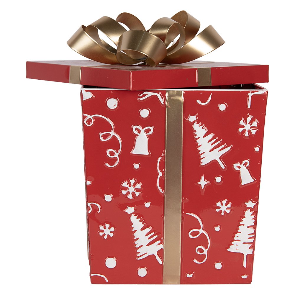 Kerstdecoratie Beeld Cadeau 26x26x33 / 21x21x27 cm Rood Metaal