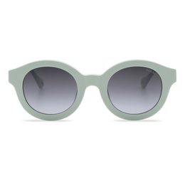 Mint green round sunglasses with gradient lenses.