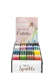 GLITTER DISPLAY 192 PCS PASTEL COLORS