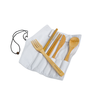 Herbruikbare bamboe bestek set