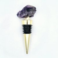 Wine Stopper with Raw Crystal - Rose Quartz or Amethist