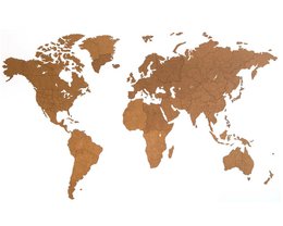  Large wooden world map wall decor in brown color, made of HDF material, suitable for DIY projects.