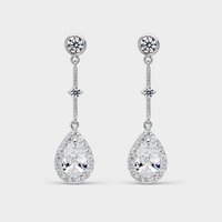 Oval silver earrings and white zircons