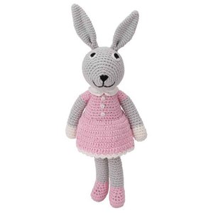 Gehaakte knuffelkonijn BOBBY in roze